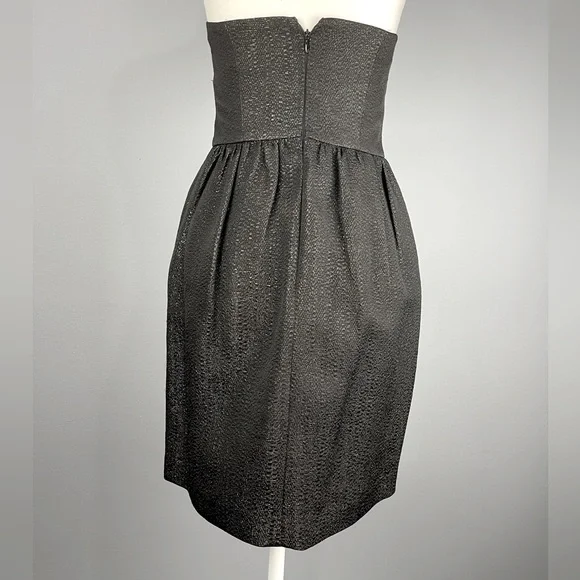 MILLY of New York Black Strapless Dress Size 2 shimmering with metallic thread - Picture 8 of 8